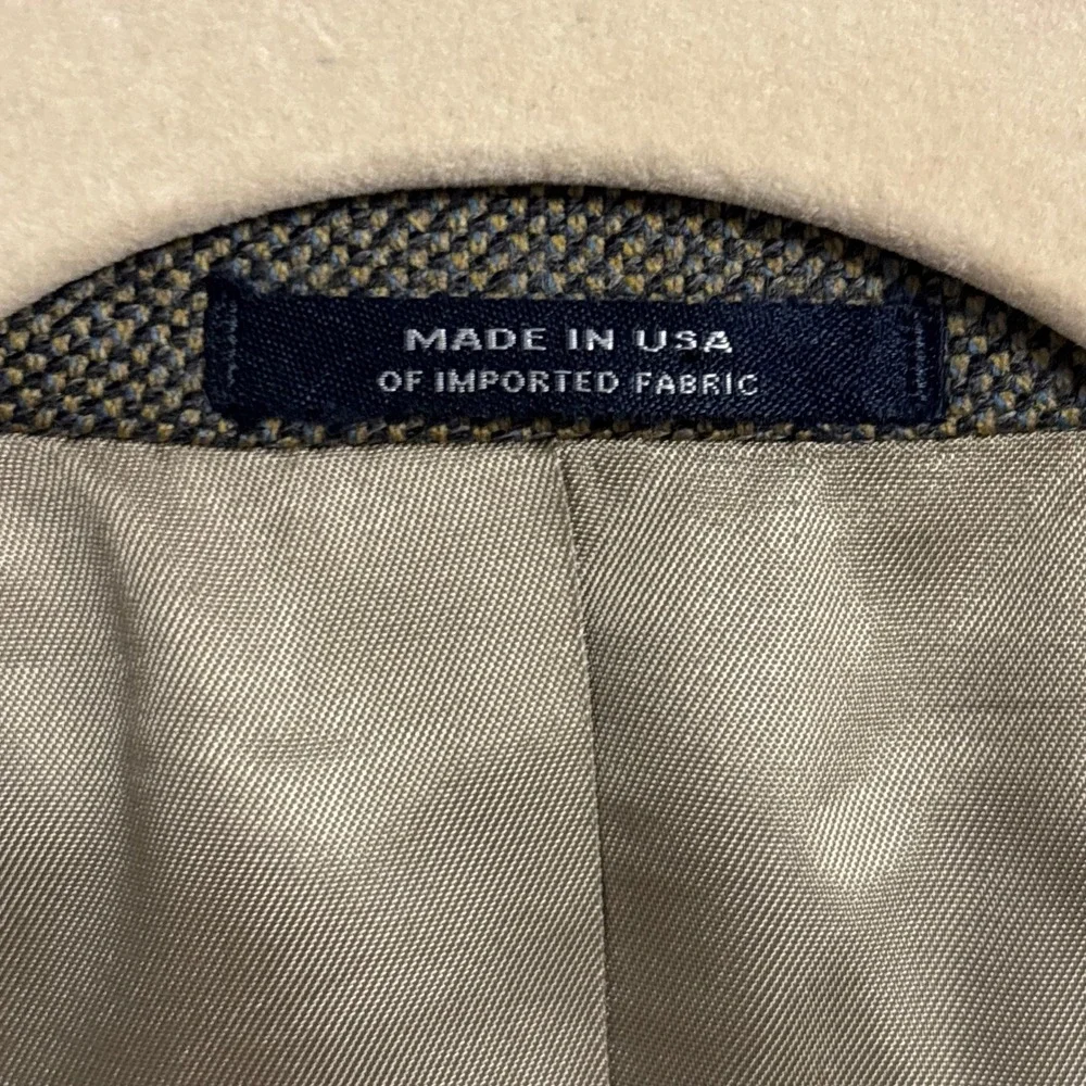 Vintage Hart Schaffner Marx Sport Coat 44R Tan Brown‎ Hopsack USA Blazer USA